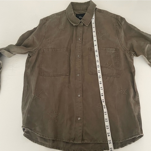 Rails Linen Marcel Sage with Stars Shirt Jacket Long Sleeve Button Down Green S - Picture 5 of 12